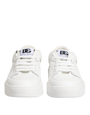 Weiße Miami Leder Low Top Sneakers Schuhe