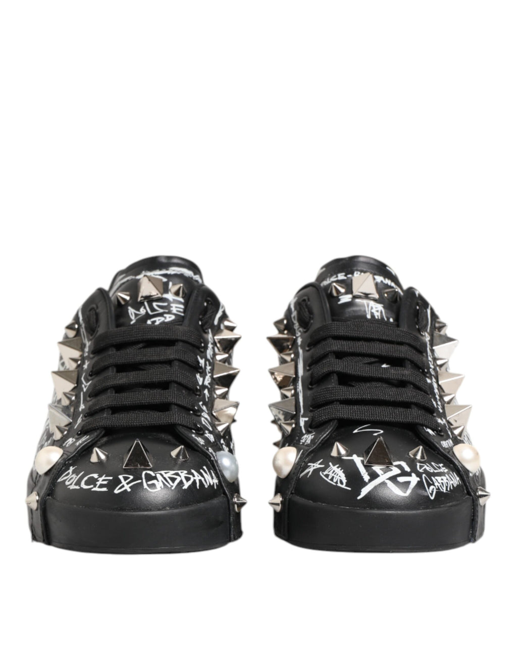 Schwarze Portofino Sneakers mit Nietenverzierung