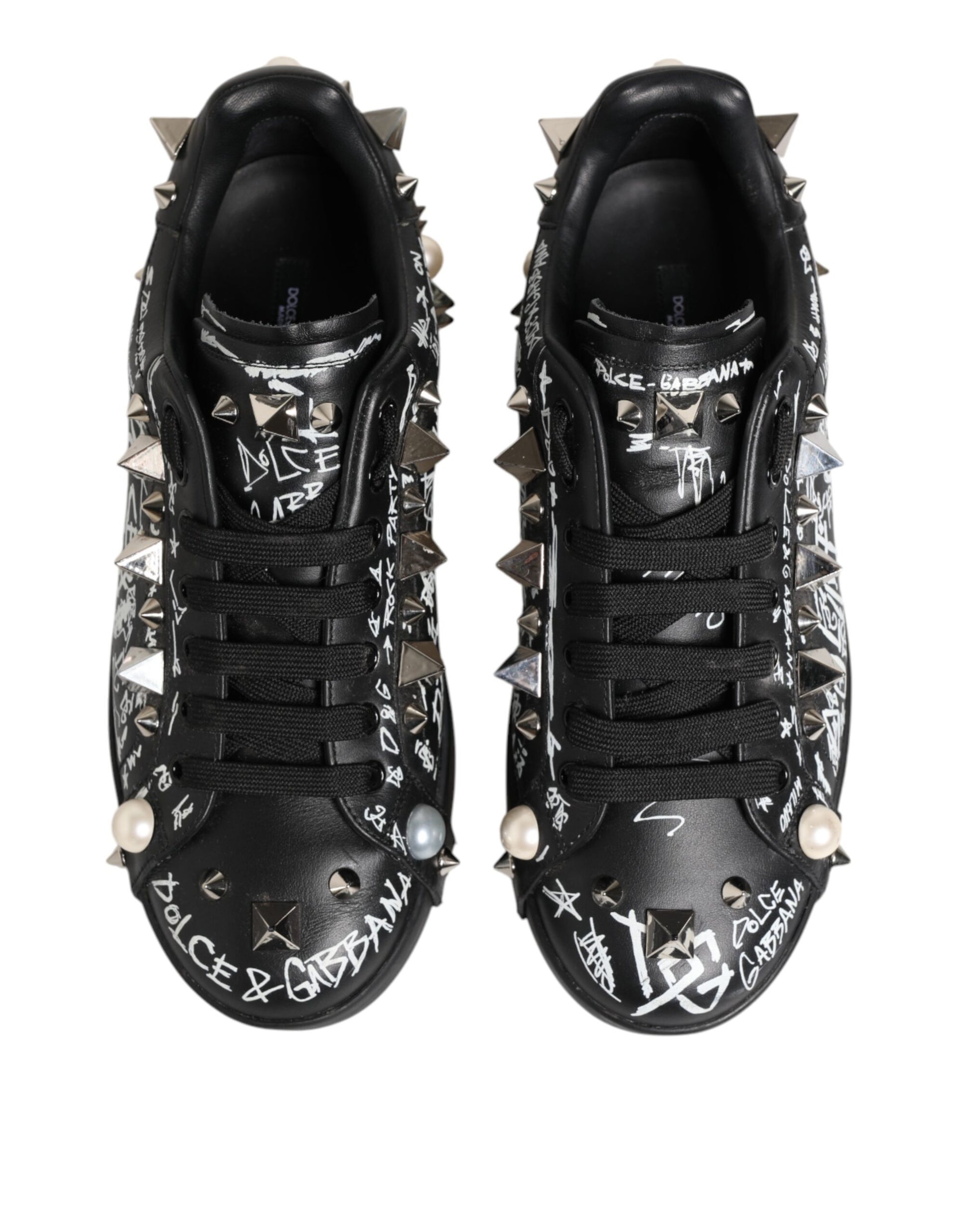 Schwarze Portofino Sneakers mit Nietenverzierung