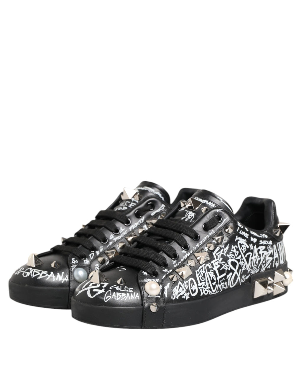 Schwarze Portofino Sneakers mit Nietenverzierung