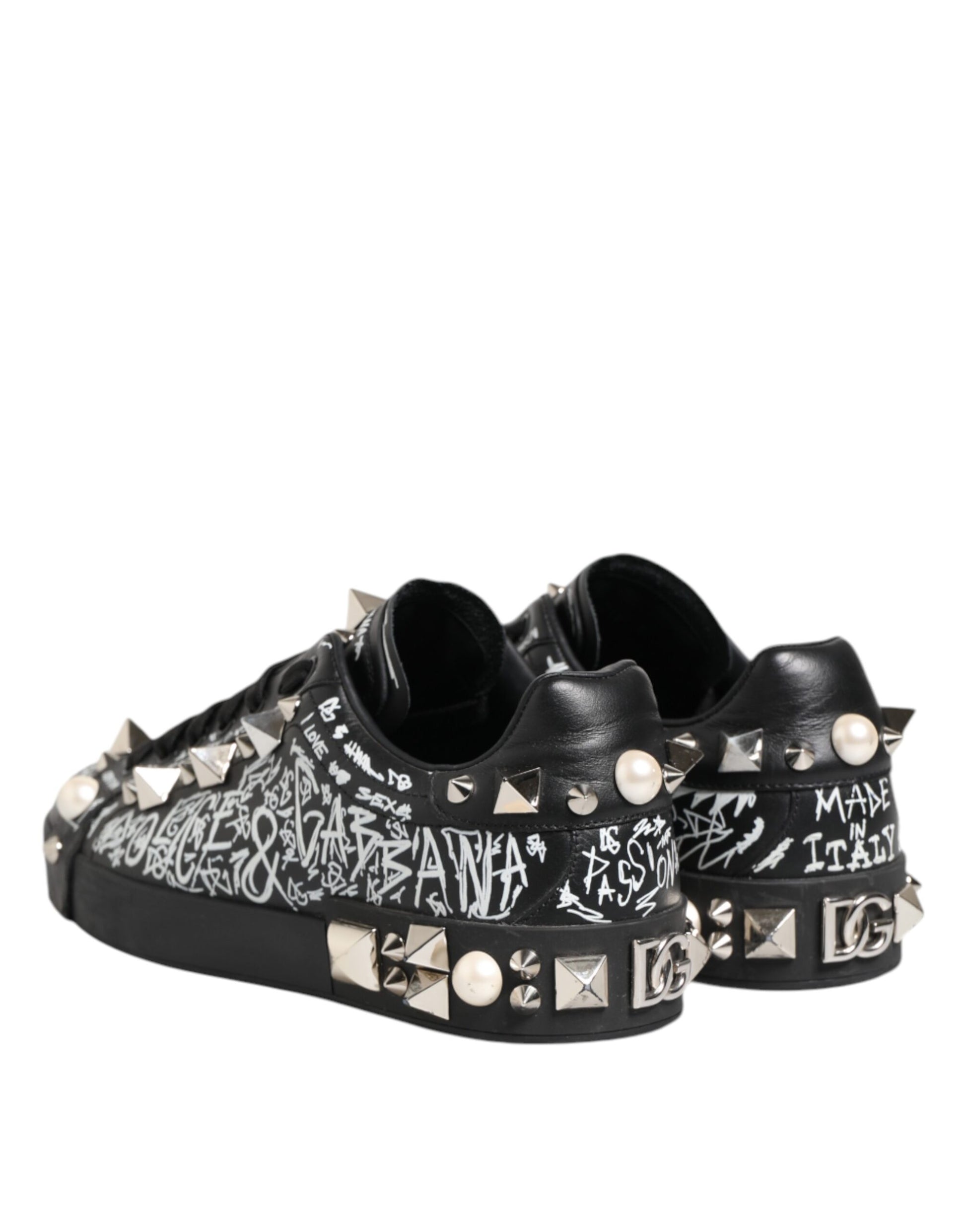 Schwarze Portofino Sneakers mit Nietenverzierung
