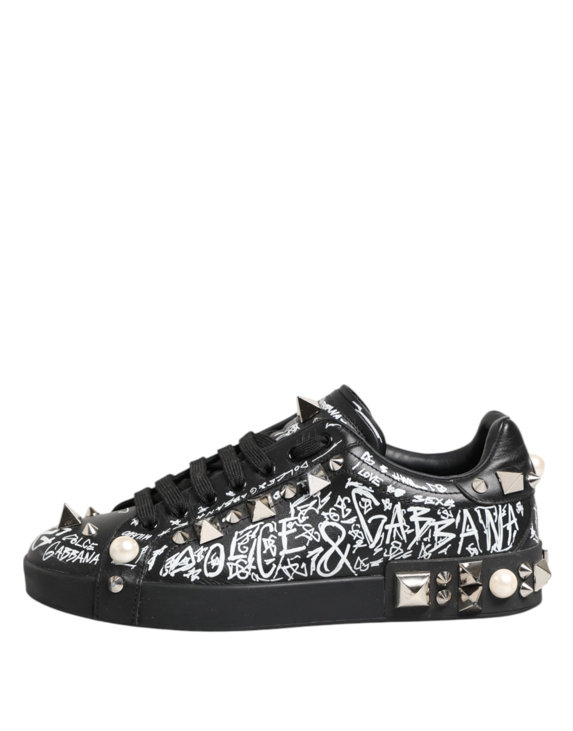 Schwarze Portofino Sneakers mit Nietenverzierung