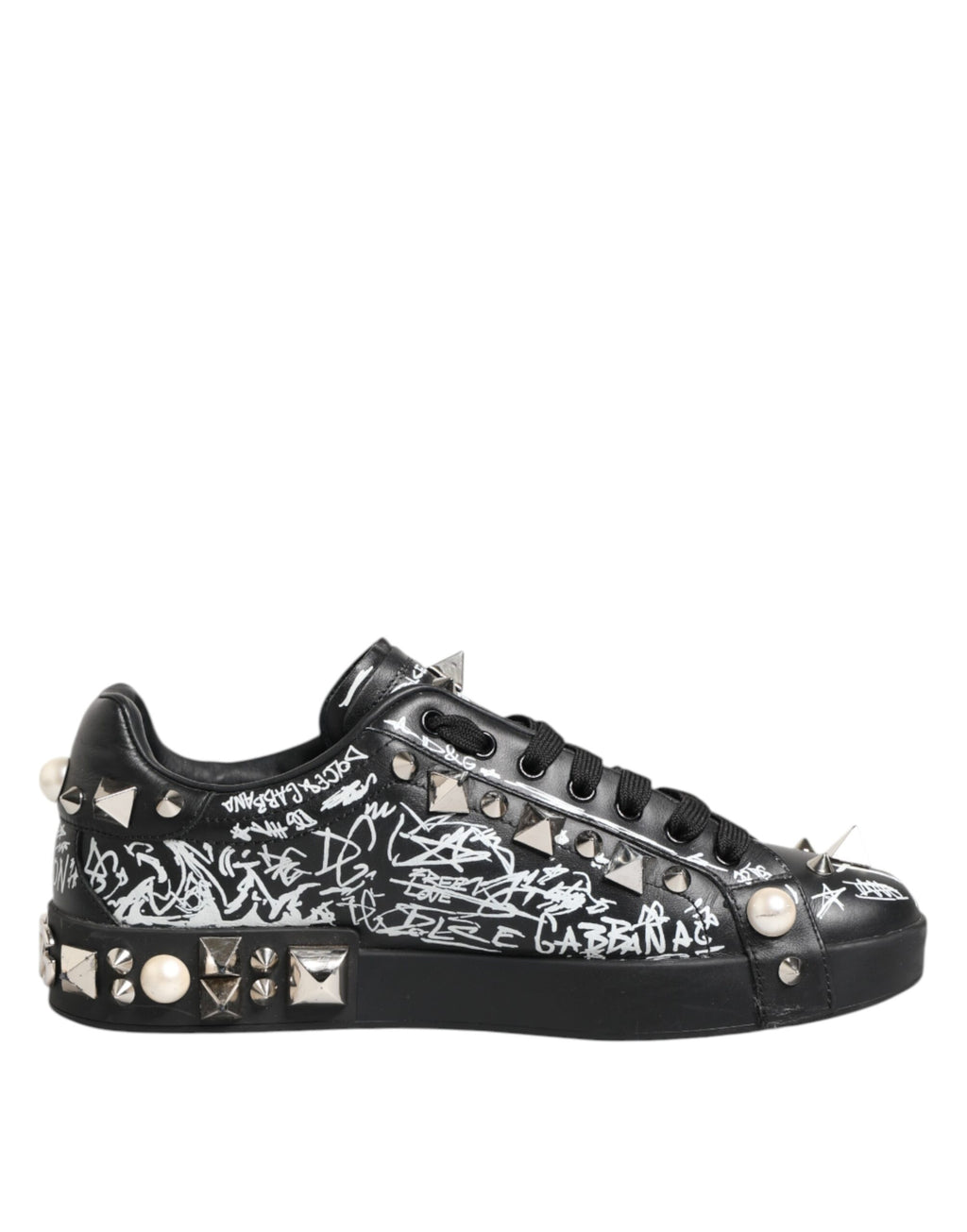 Schwarze Portofino Sneakers mit Nietenverzierung