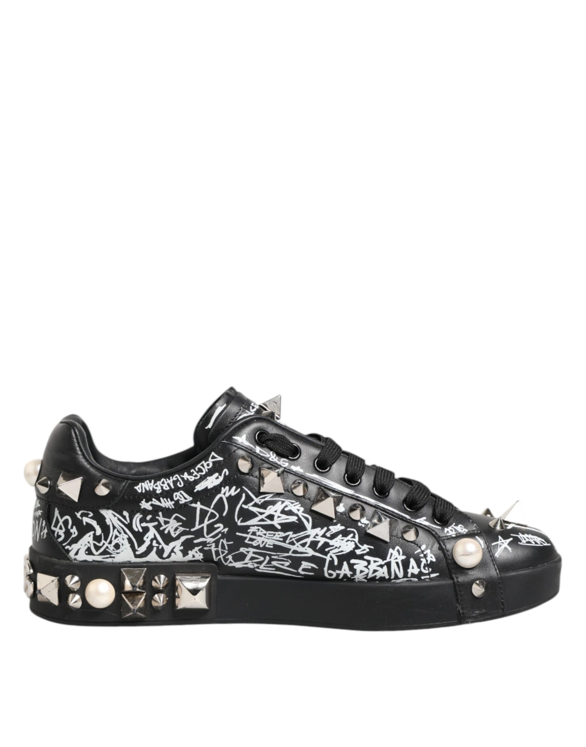 Schwarze Portofino Sneakers mit Nietenverzierung