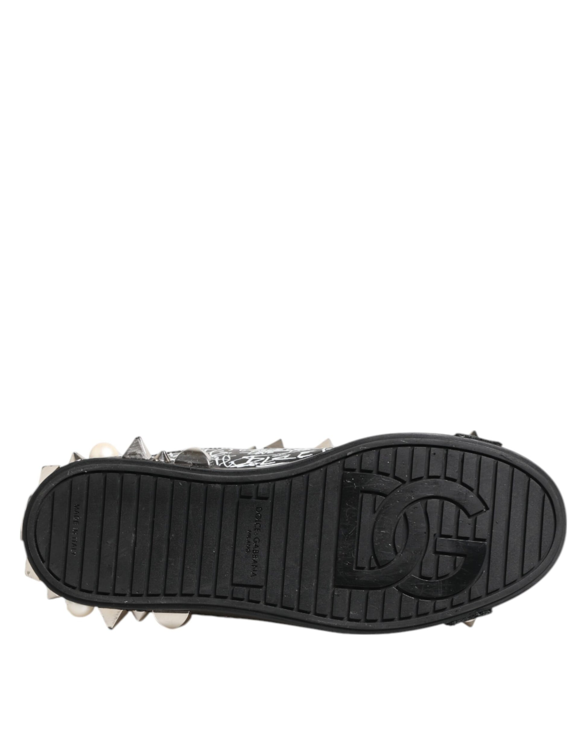 Schwarze Portofino Sneakers mit Nietenverzierung