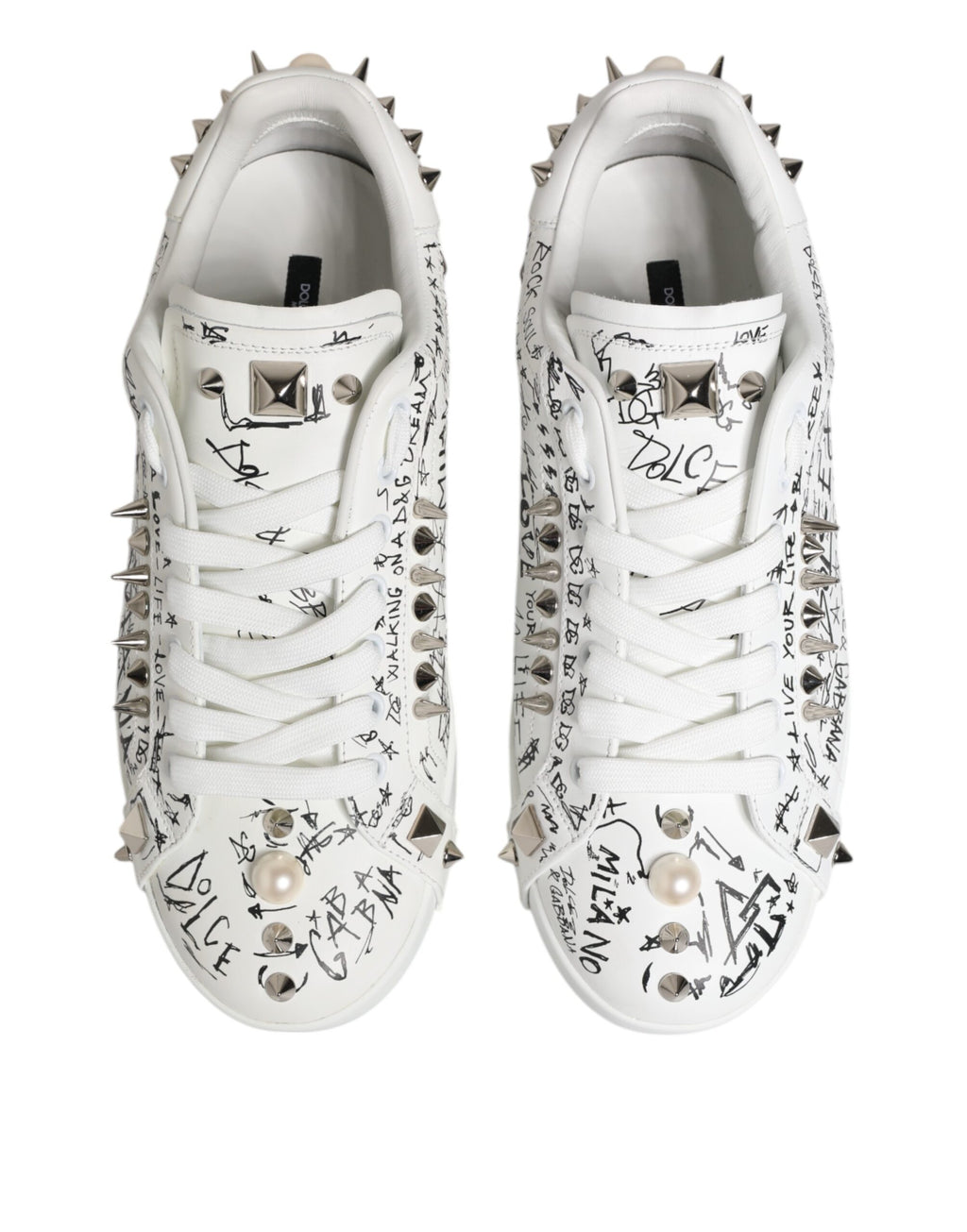 Weiße Portofino Stud Embellished Herren Sneakers Schuhe