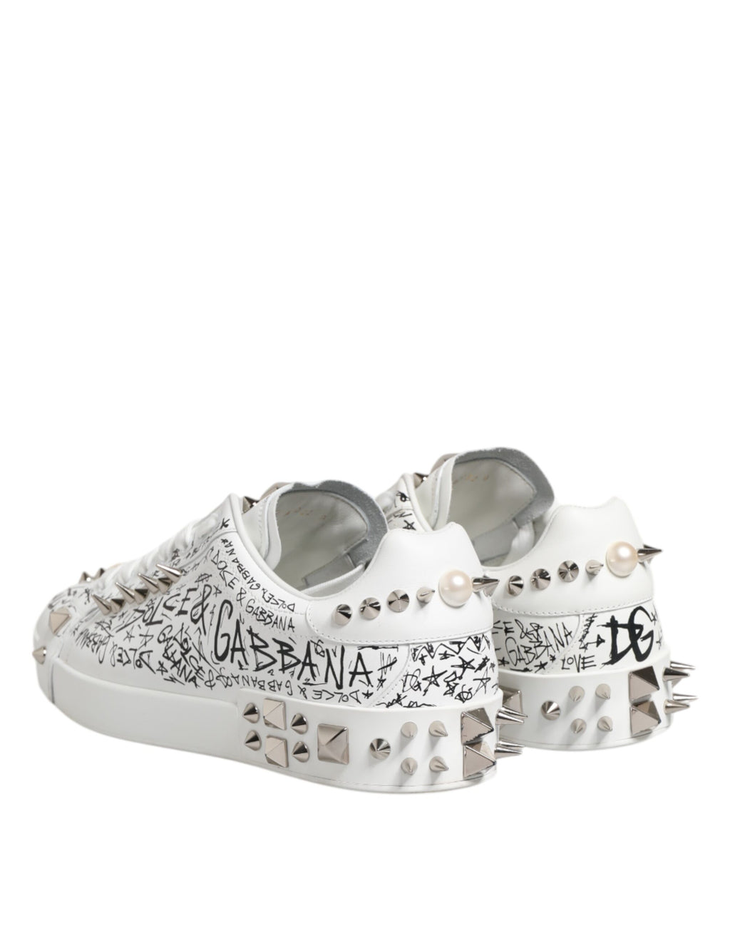 Weiße Portofino Stud Embellished Herren Sneakers Schuhe