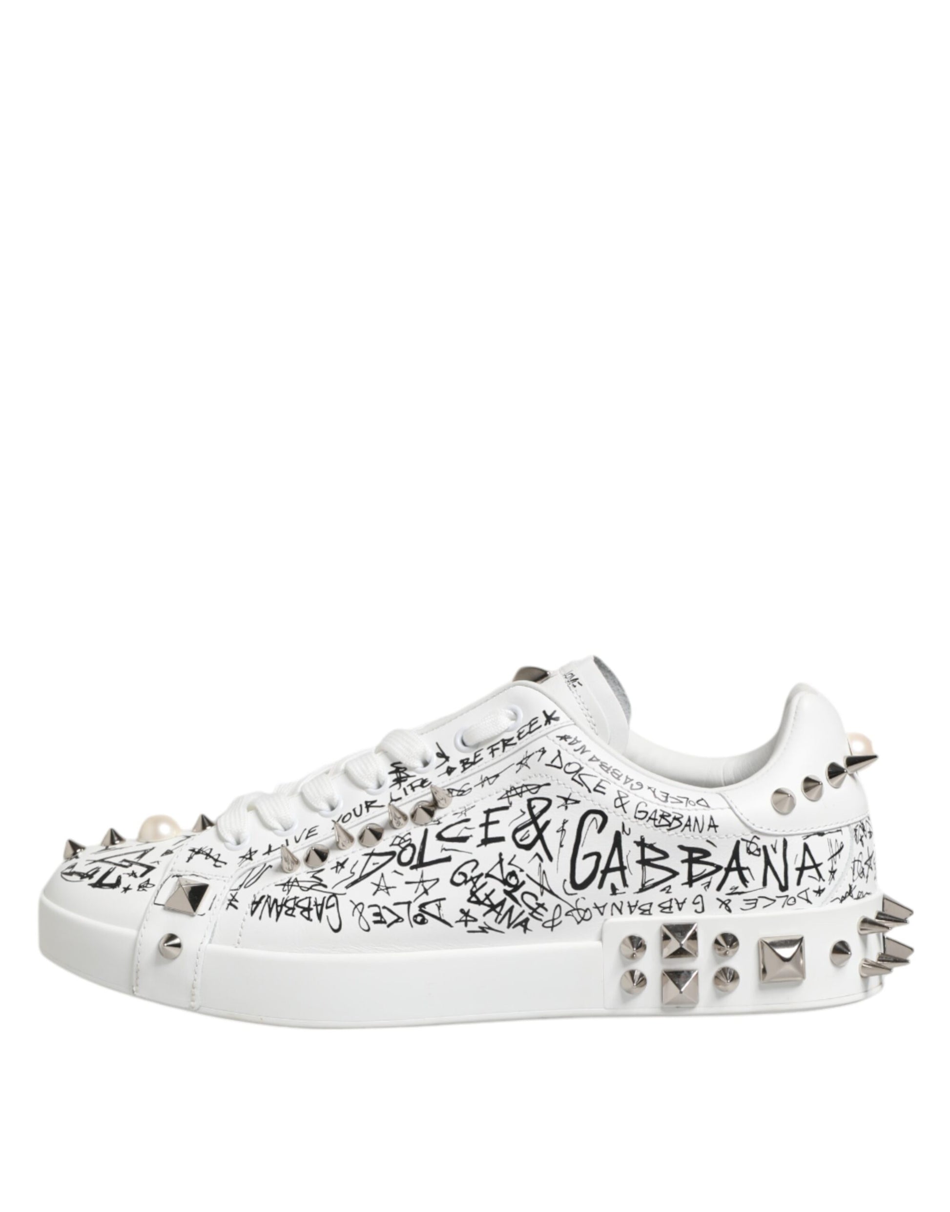 Weiße Portofino Stud Embellished Herren Sneakers Schuhe