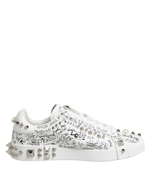 Weiße Portofino Stud Embellished Herren Sneakers Schuhe
