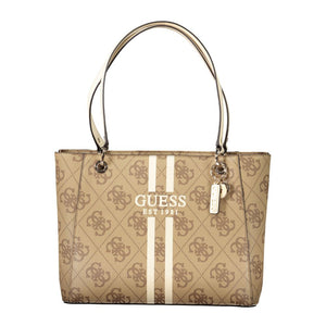 Beige Polyethylene Women Handbag