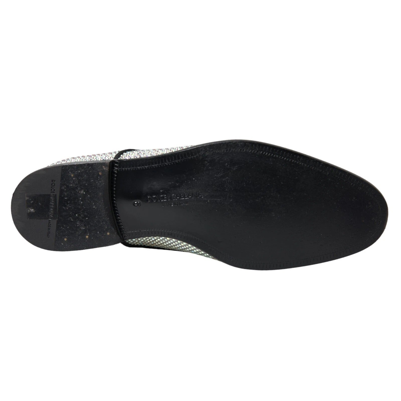 Dolce & Gabbana Silver Leather Rhinestones Derby Shoes