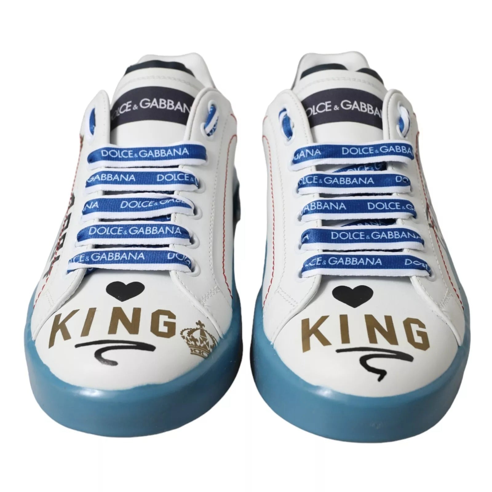 Dolce & Gabbana Blue White Printed Portofino Melt Sneakers