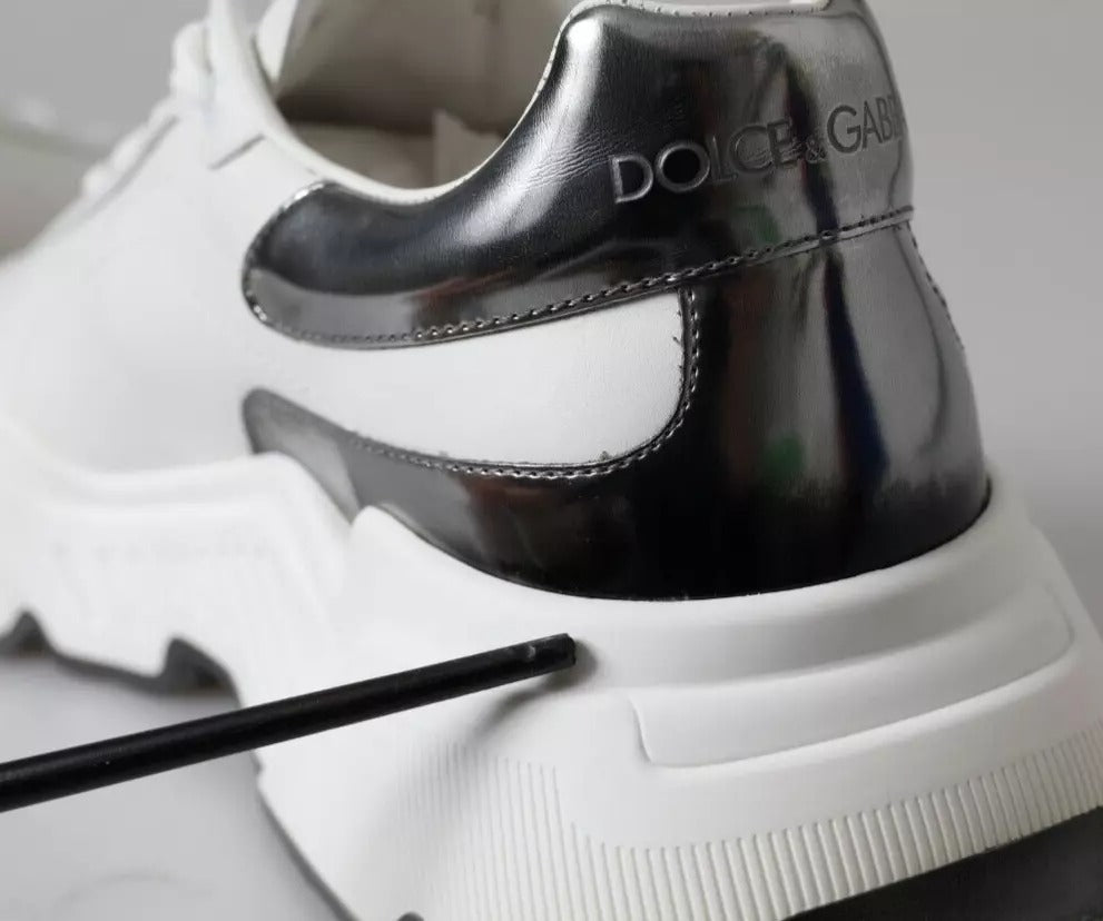 Dolce & Gabbana White Silver Leather Sport DAYMASTER Sneakers
