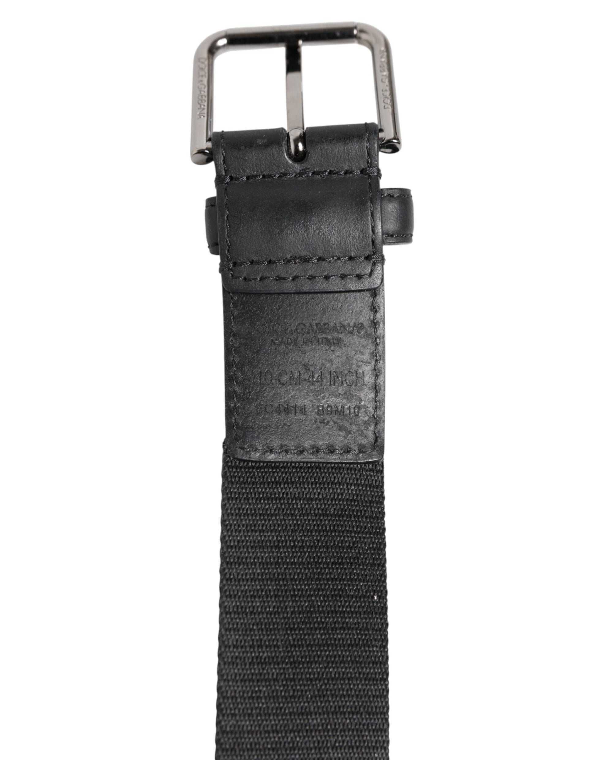 Dolce & Gabbana Black Polyester Leather Metal Buckle Belt