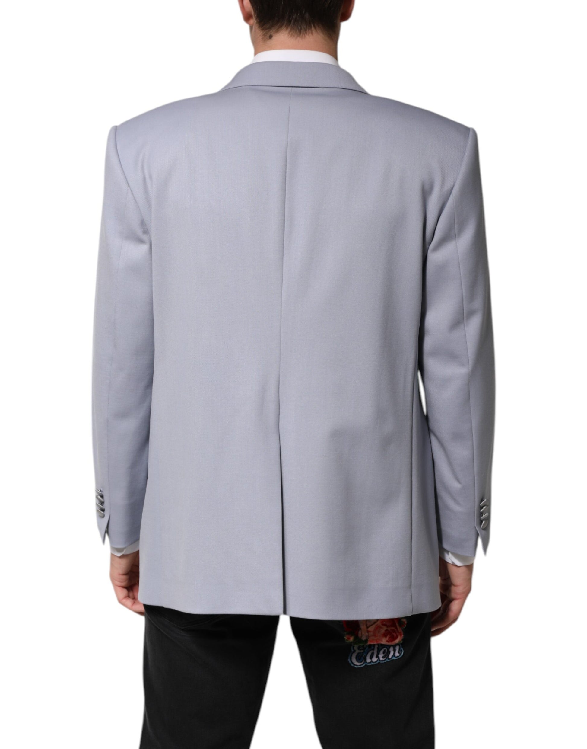 Dolce & Gabbana Gray Wool Single Breasted Men Suit Blazer