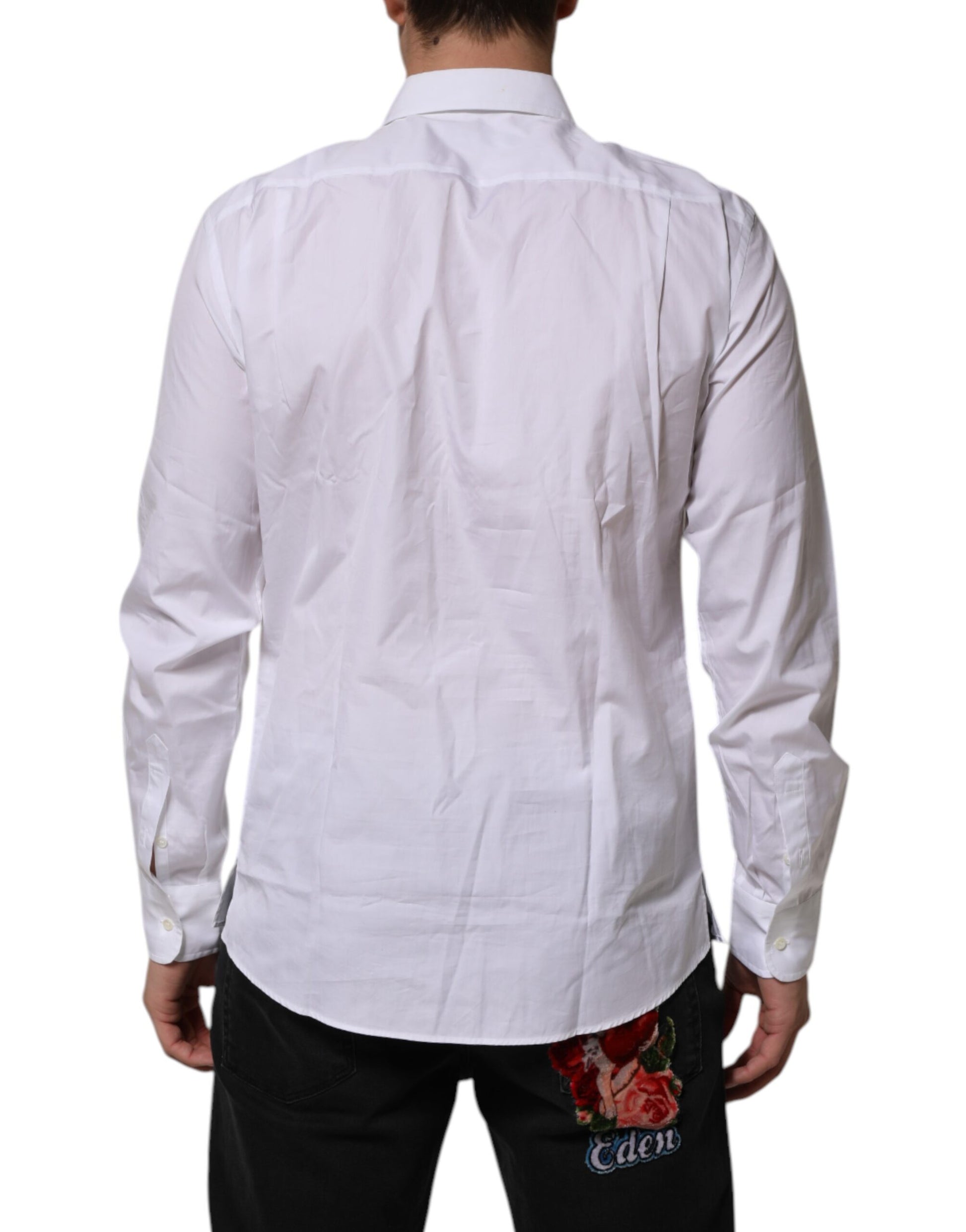 Dolce & Gabbana White Poplin Cotton Formal Men Dress Shirt