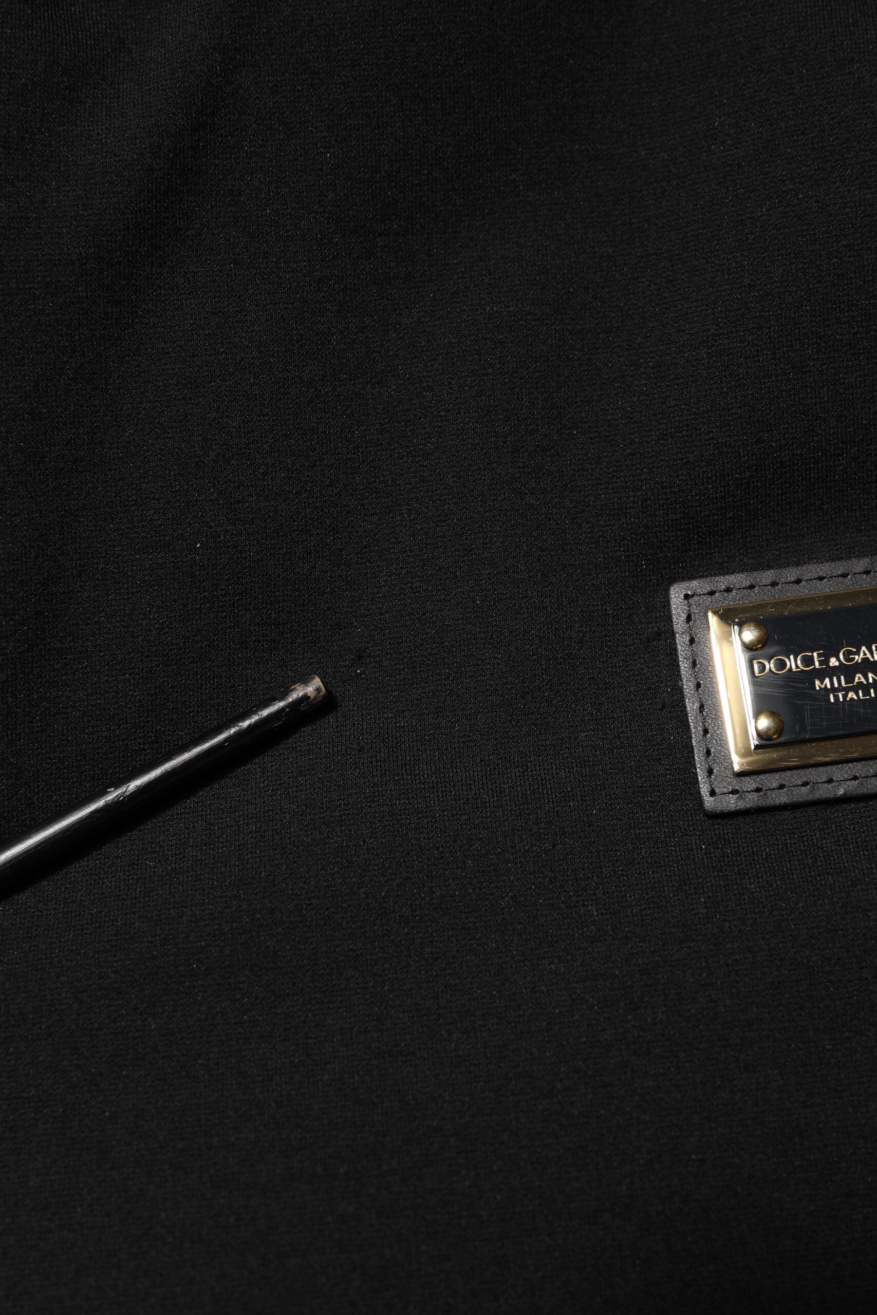 Dolce & Gabbana Black Sleeveless Hooded Logo Plaque Jacket