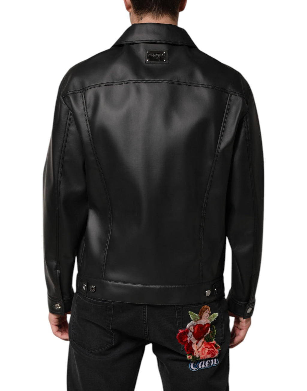 Dolce & Gabbana Black Polyester Button Down Biker Jacket