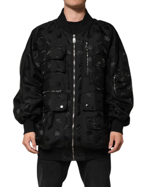 Dolce & Gabbana Black Cargo Windbraker Logo Mania Jacket