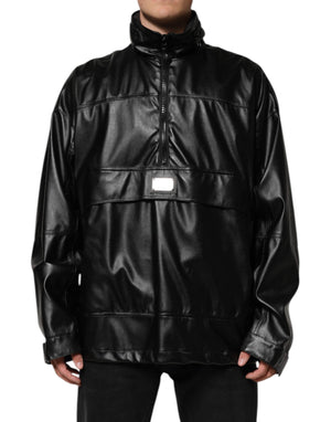 Dolce & Gabbana Black Polyester Logo Plaque Bomber Jacket
