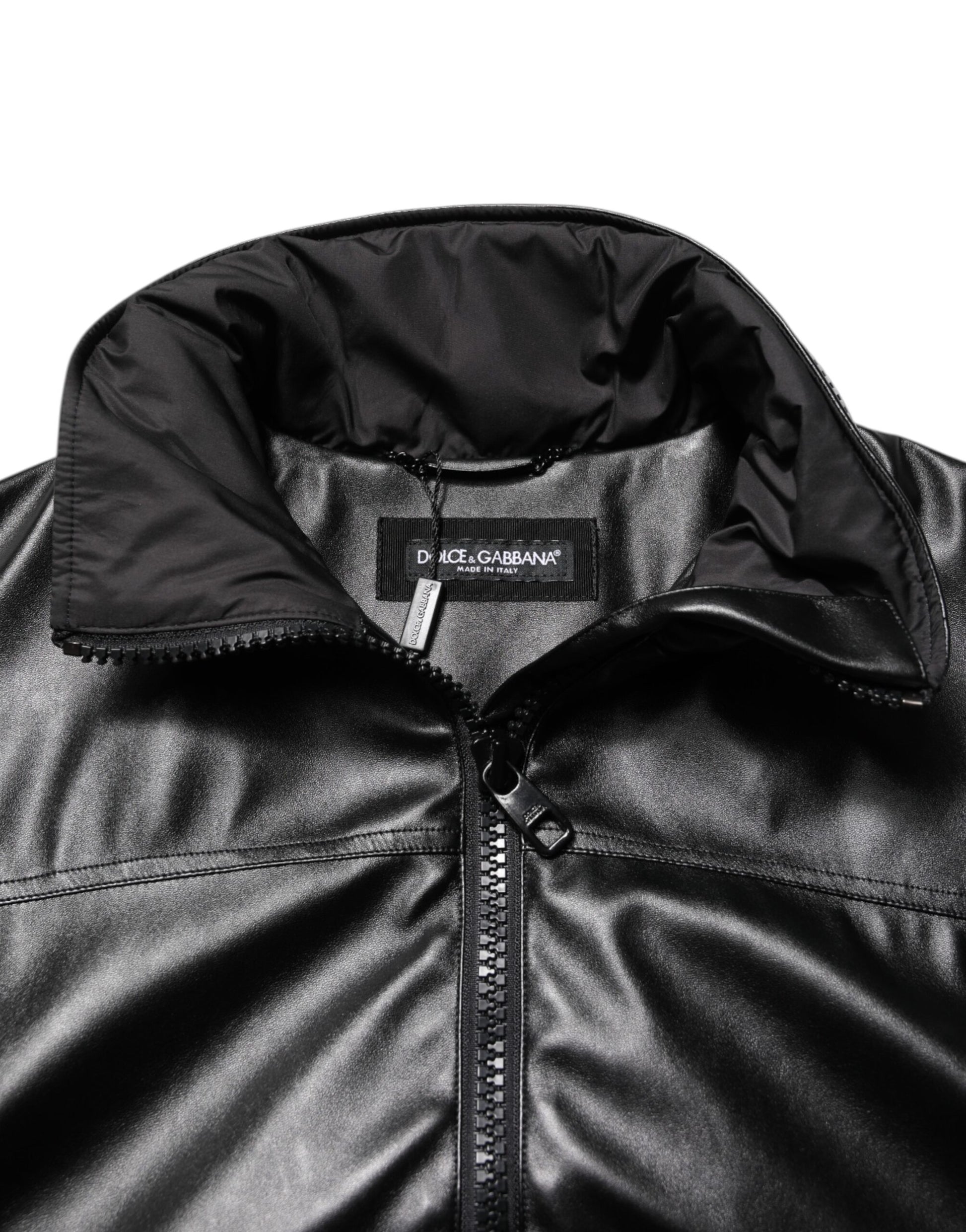 Dolce & Gabbana Black Polyester Logo Plaque Bomber Jacket