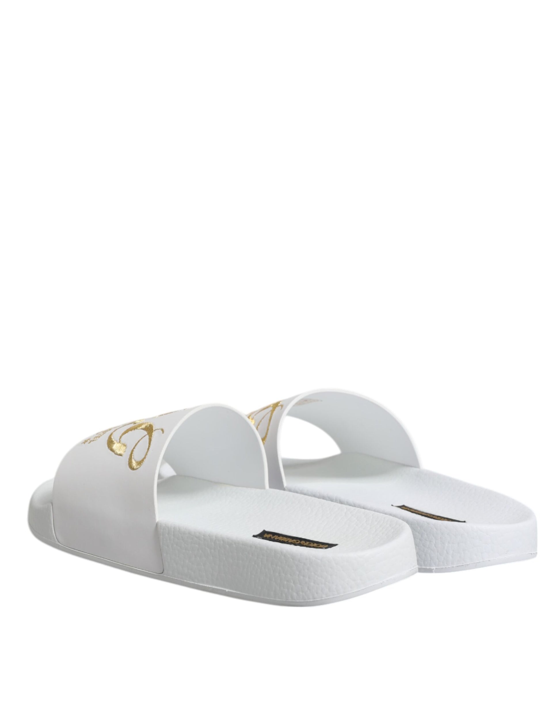 Dolce & Gabbana White Leather Slides Sandals Beachwear Shoes