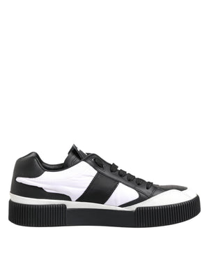 Dolce & Gabbana Black White Leather MIAMI Low Top Sneakers Shoes