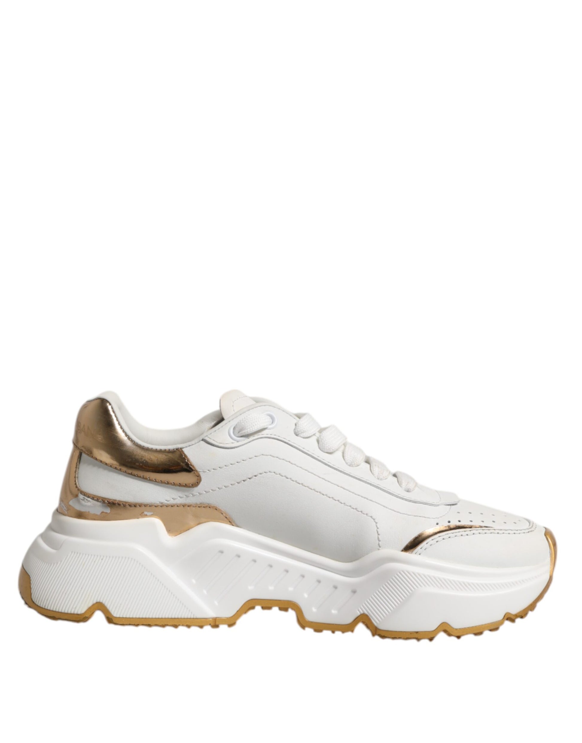 Dolce & Gabbana White Gold Daymaster Low Top Sneakers Shoes