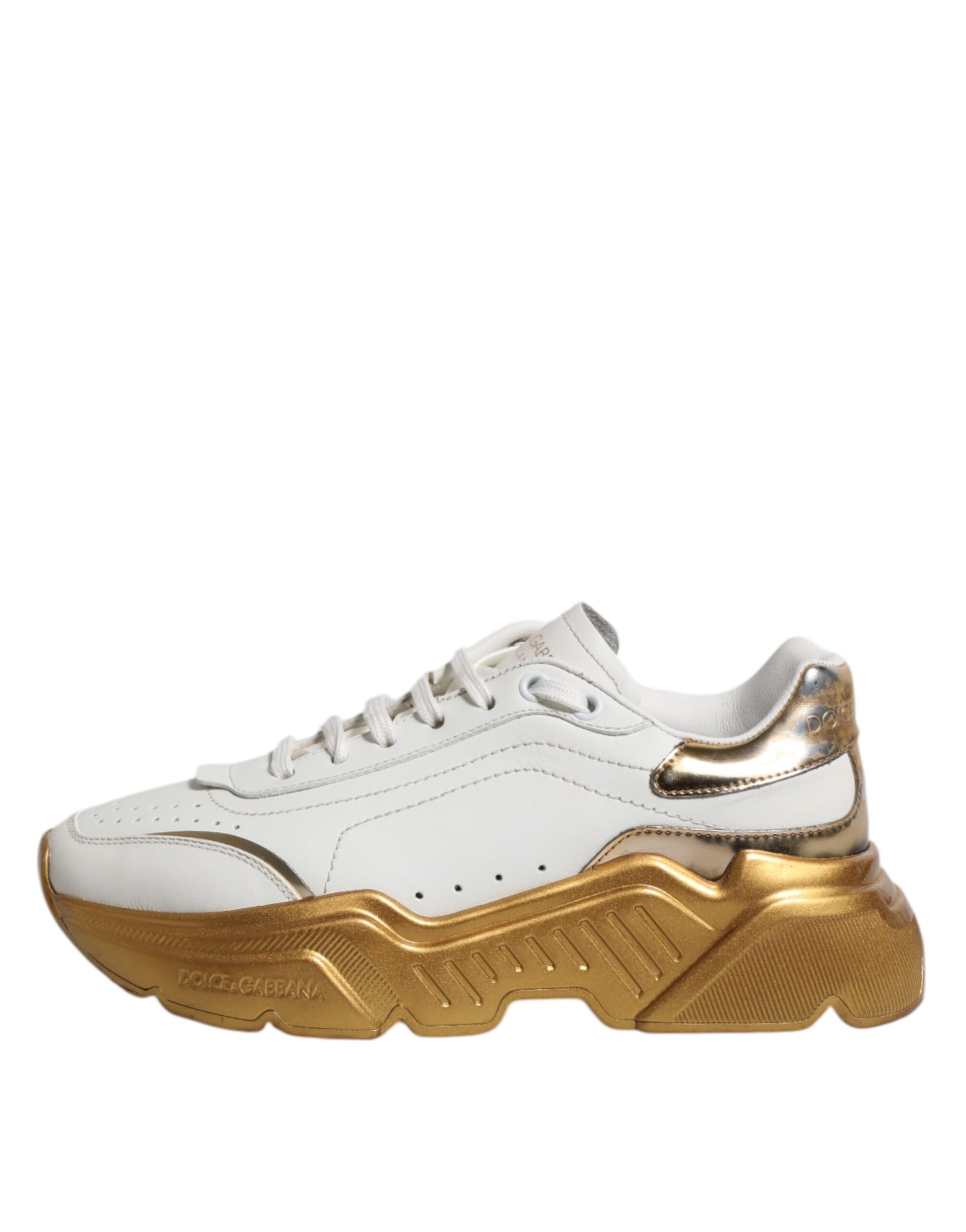 Dolce & Gabbana White Gold Daymaster Low Top Sneakers Shoes