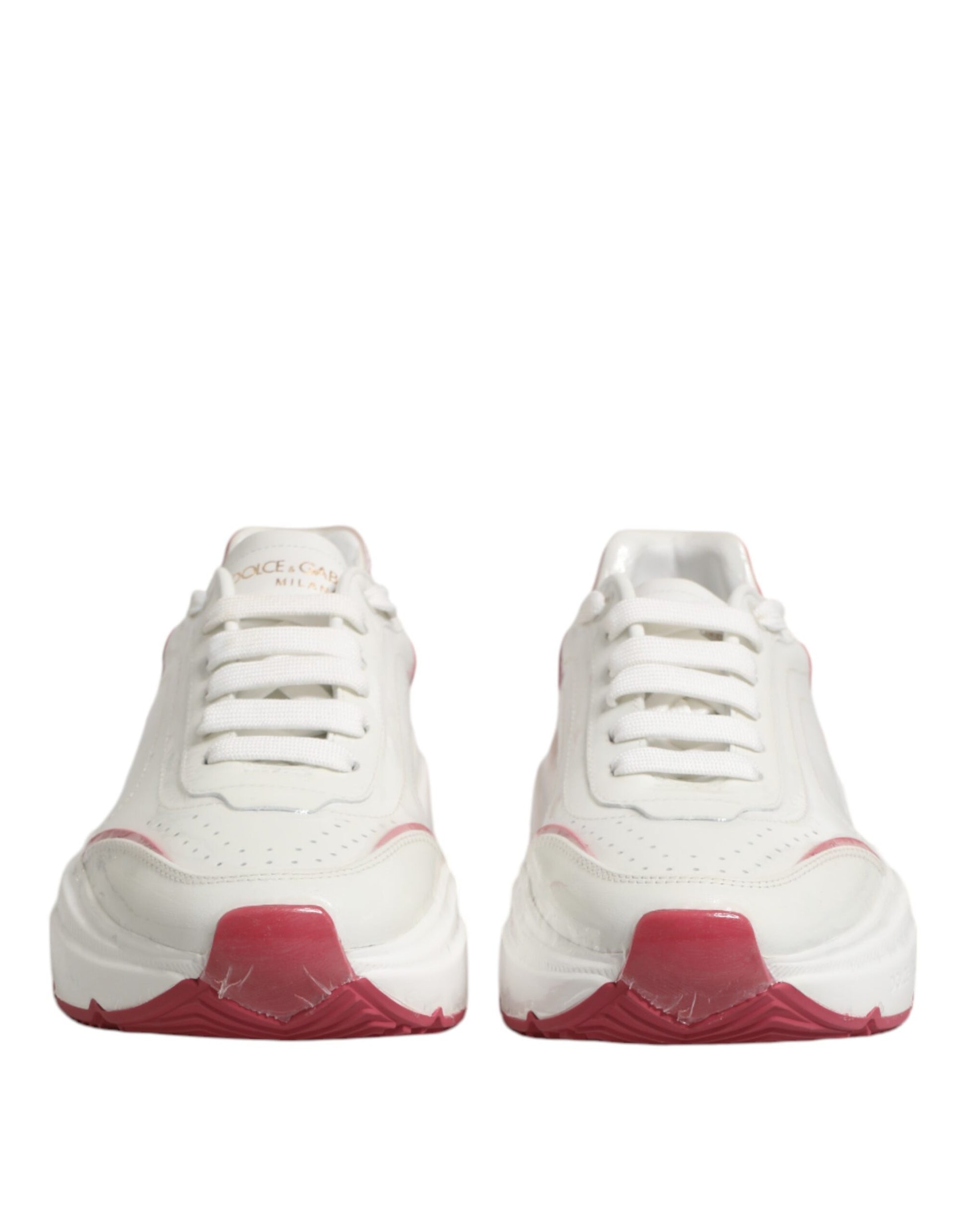 Dolce & Gabbana White Pink Daymaster Low Top Sneakers Shoes