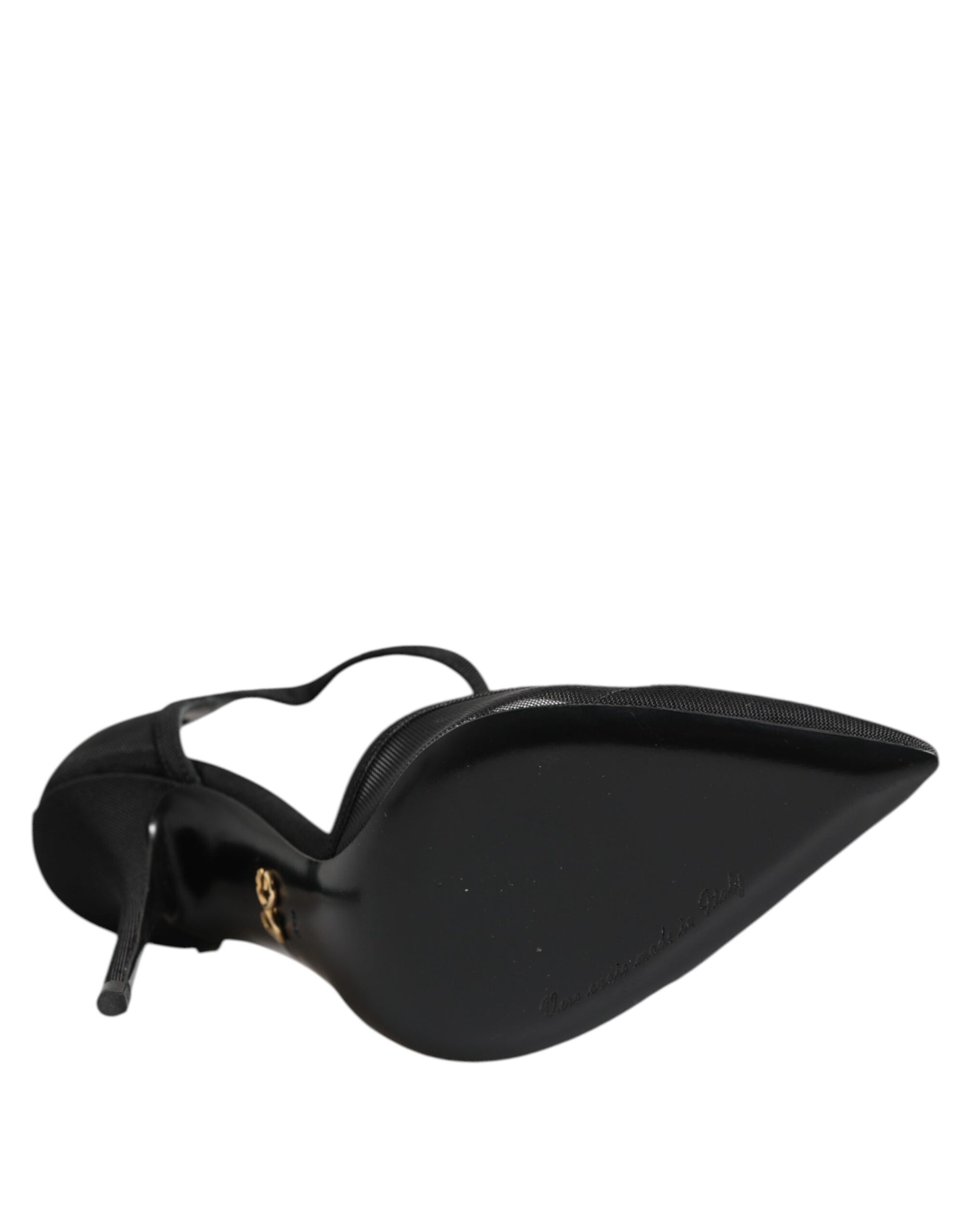 Dolce & Gabbana Black Mesh T-strap Stiletto High Heels Shoes