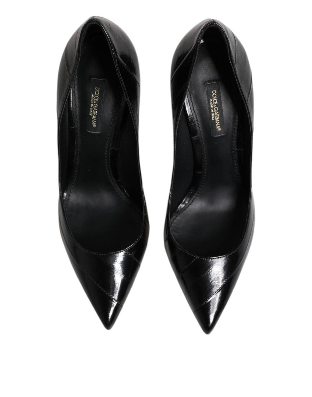 Black Leather Stiletto High Heels Pumps Shoes