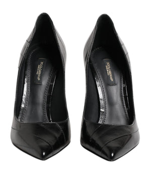 Dolce & Gabbana Black Leather Stiletto High Heels Pumps Shoes
