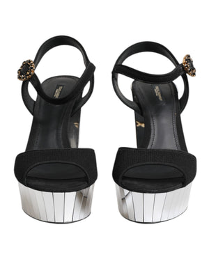 Dolce & Gabbana Black Crystal Ankle Strap Keira Sandal Shoes