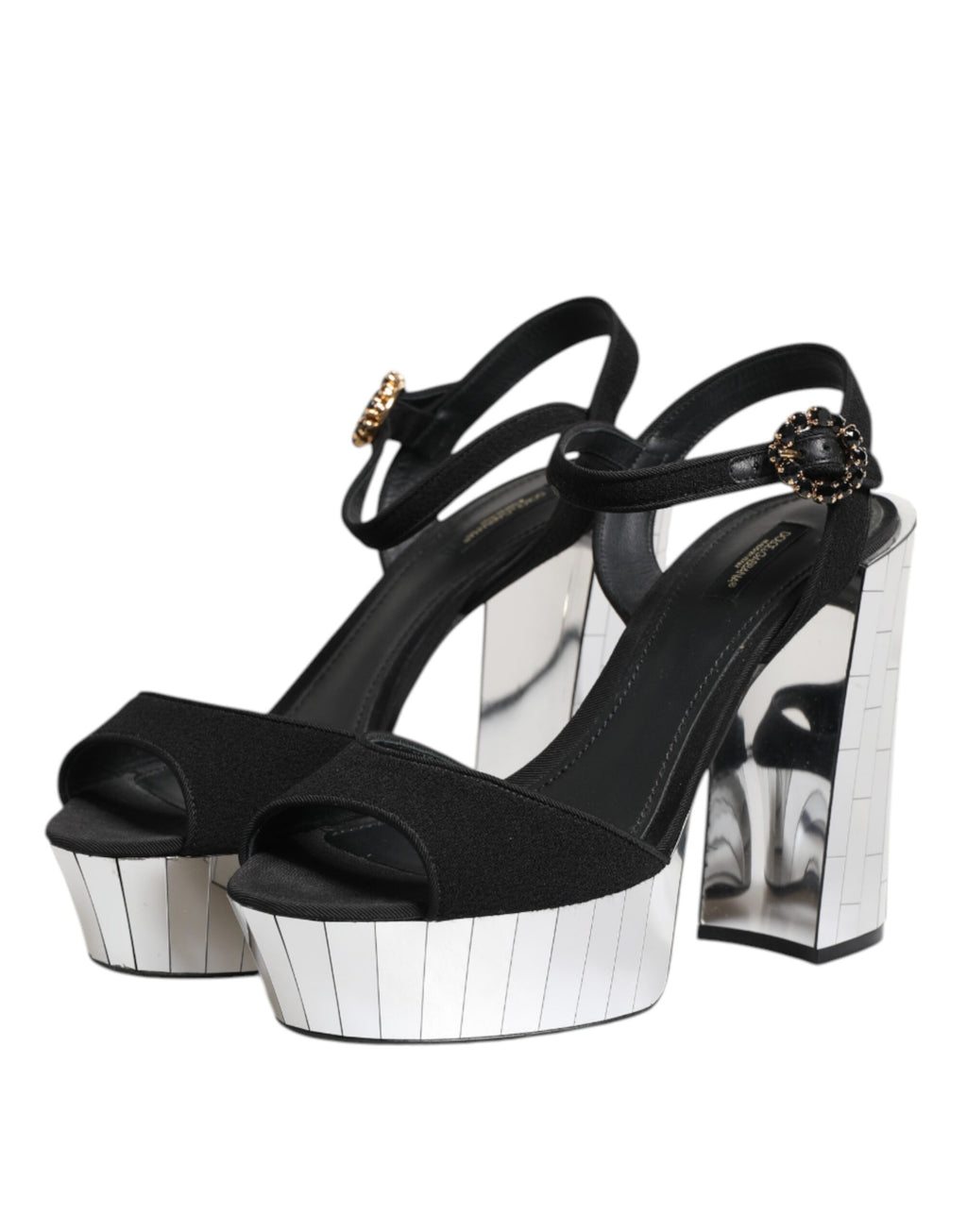 Dolce & Gabbana Black Crystal Ankle Strap Keira Sandal Shoes