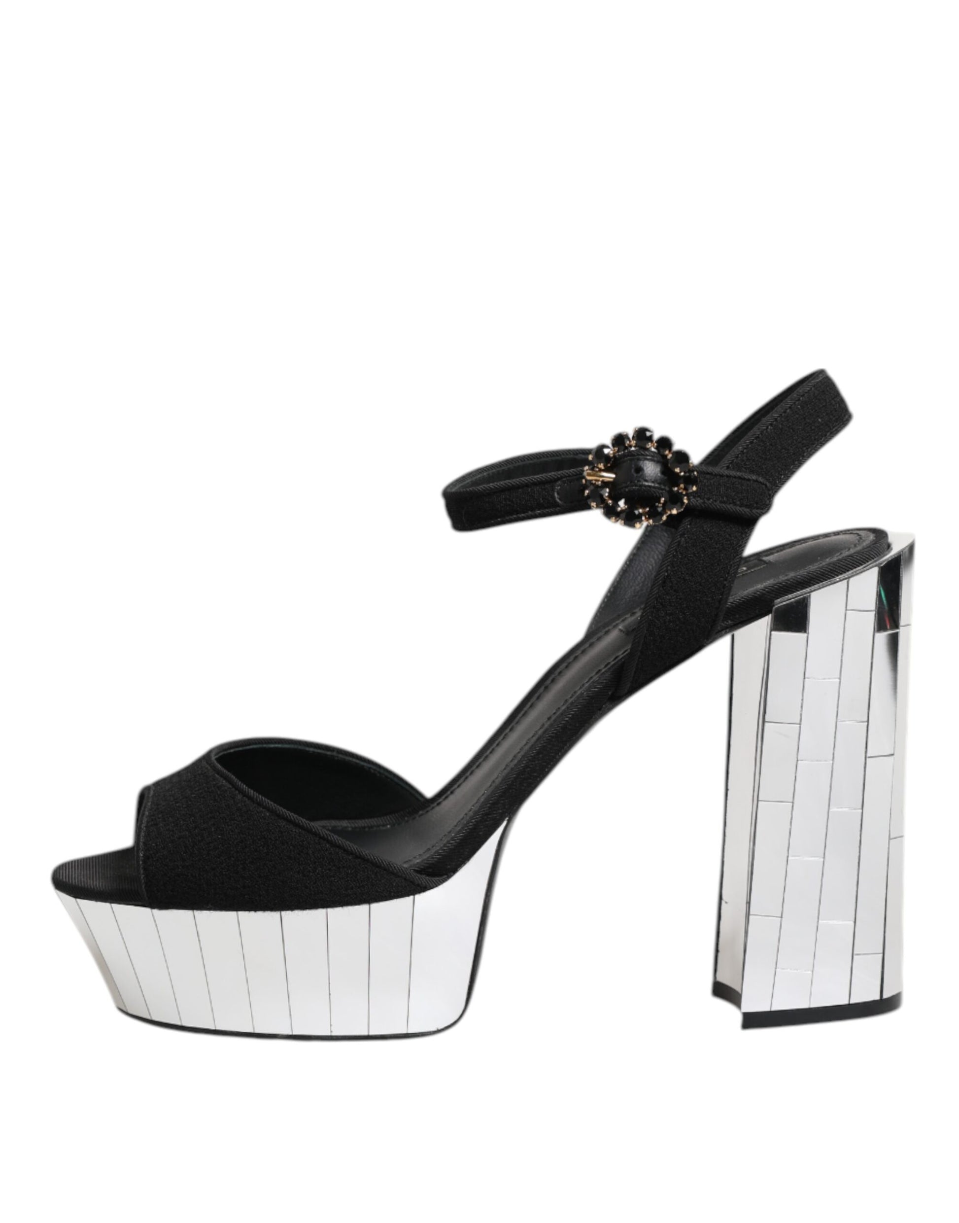 Dolce & Gabbana Black Crystal Ankle Strap Keira Sandal Shoes