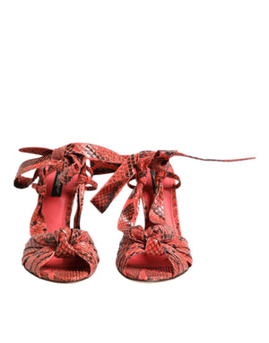 Dolce & Gabbana Coral Python Leather Heels Sandals Shoes