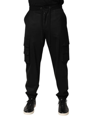 Dolce & Gabbana Solid Black Cargo Jogger Men Sweatpants Pants