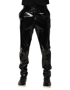 Dolce & Gabbana Black Polyester Mid Waist Men Trouser Pants