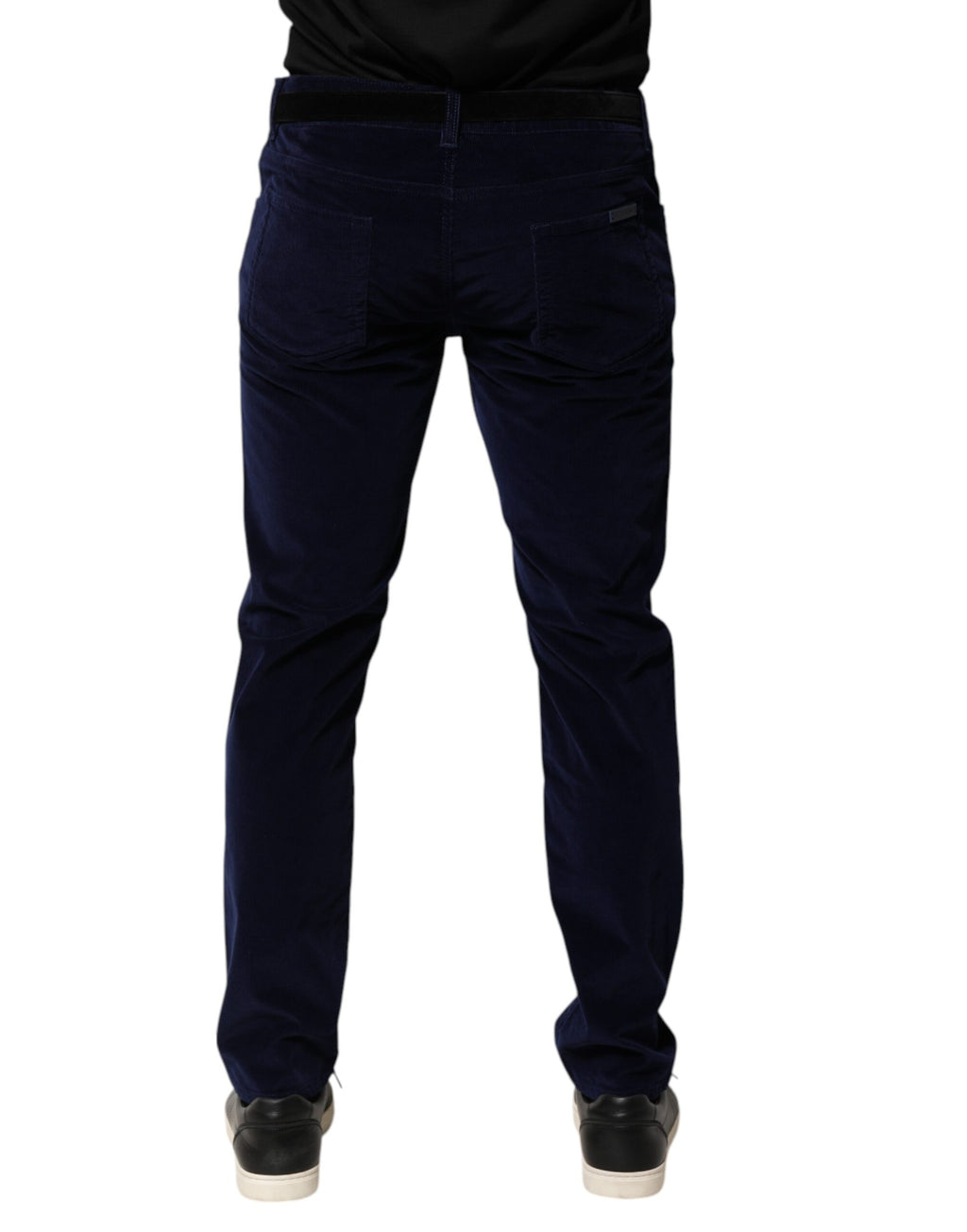 Dolce & Gabbana Navy Blue Cotton Tapered Formal Trouser Pants