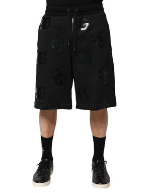 Dolce & Gabbana Black Logo Cotton Bermuda Sweatshorts Shorts