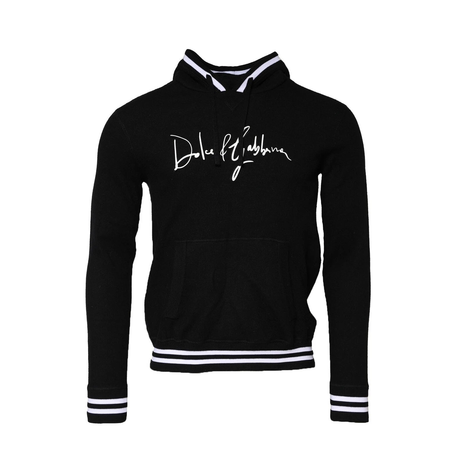 Dolce & Gabbana Black Hooded Logo Print Sweatshirt Sweater