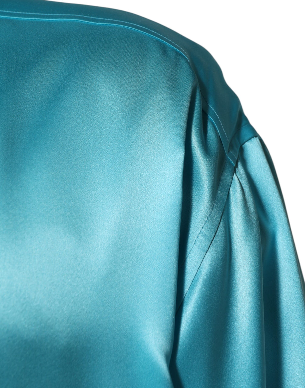 Aqua Blue Silk Wrap Style Long Sleeve Sweater