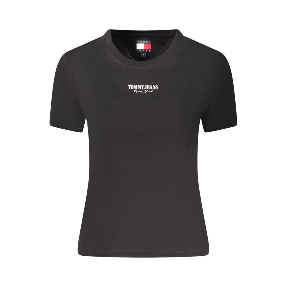 Schwarzes Damen-T-Shirt aus Baumwolle