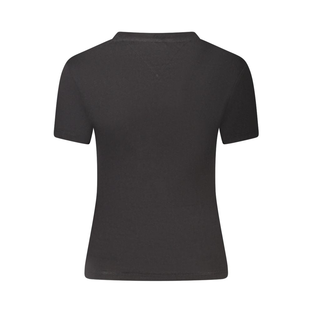 Schwarzes Damen-T-Shirt aus Baumwolle