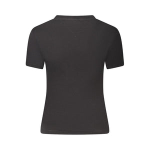 Schwarzes Damen-T-Shirt aus Baumwolle