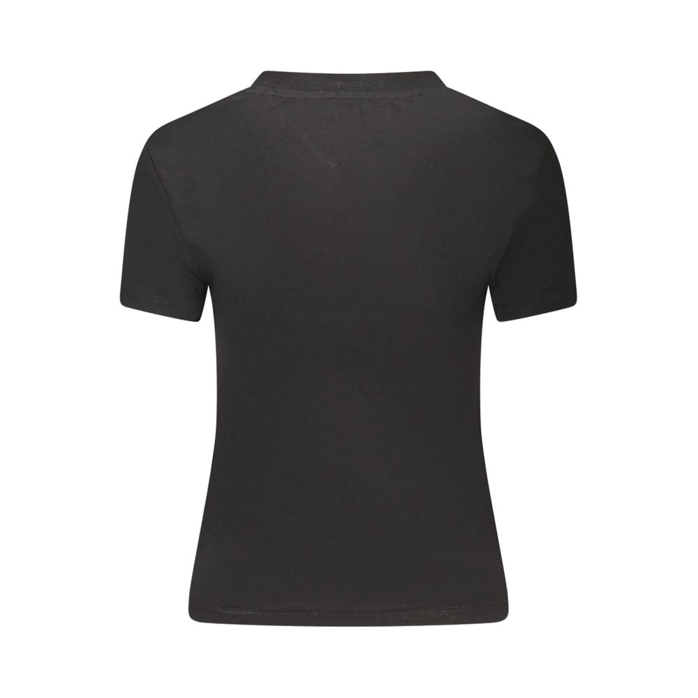 Schwarzes Damen-T-Shirt aus Baumwolle