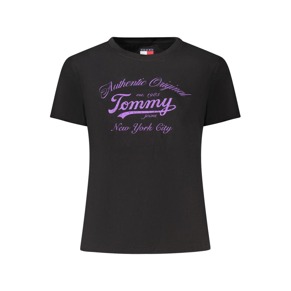 Schwarzes Damen-T-Shirt aus Baumwolle