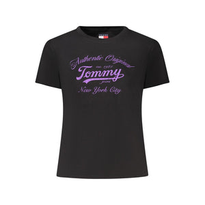 Schwarzes Damen-T-Shirt aus Baumwolle