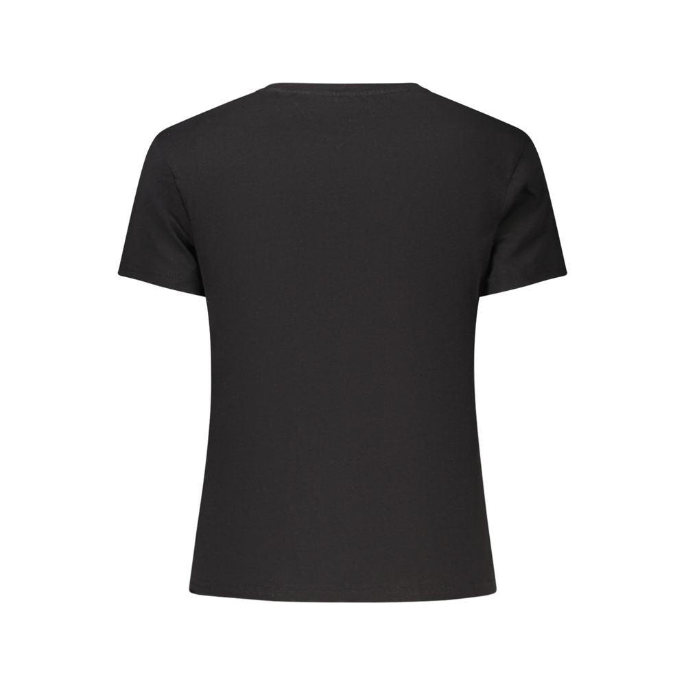 Schwarzes Damen-T-Shirt aus Baumwolle